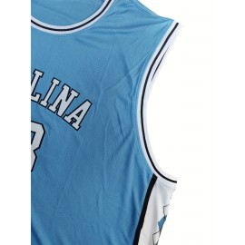 Boys' Basketball Jersey Vest, Blue And White Sports Polyester Breathable Training Vest, Suitable For Sports Teams, Casual Loose Sportswear, Suitable For Outdoor Activities, Running, Gatherings - Suitable For All Seasons