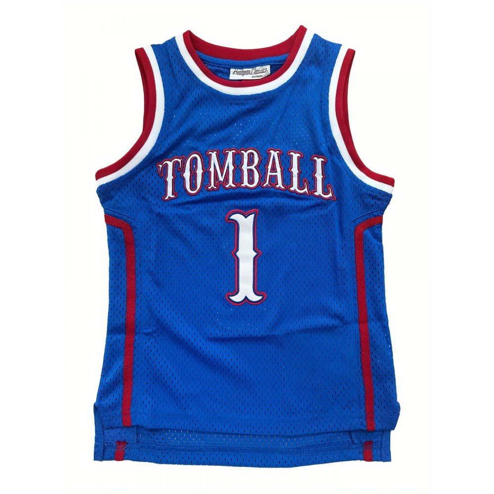 Kids Sport Jerseys Youth For Boys Girls #1 TOMBALL Basketball Jersey, 3-14Years Blue
