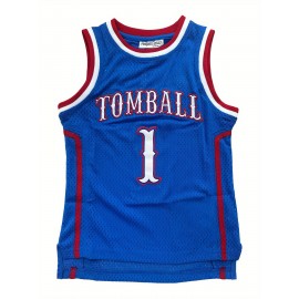Kids Sport Jerseys Youth For Boys Girls #1 TOMBALL Basketball Jersey, 3-14Years Blue