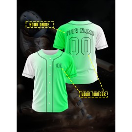 Customizable Youngsters' Baseball Jersey - Personalized Name & Number, Light Purple to White Gradient Design, Breathable Polyester, Perfect for Sports Training, Parties & Casual Wear, Youth Sports Apparel | Outdoor Activity Shirt | Durable Sports Jersey