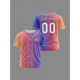 Customizable Youngsters' Baseball Jersey - Personalized Name & Number, Light Purple to White Gradient Design, Breathable Polyester, Perfect for Sports Training, Parties & Casual Wear, Youth Sports Apparel | Outdoor Activity Shirt | Durable Sports Jersey