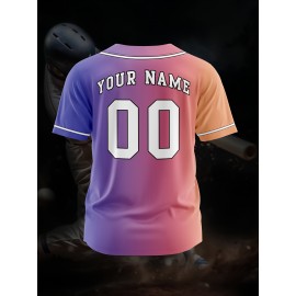 Customizable Youngsters' Baseball Jersey - Personalized Name & Number, Light Purple to White Gradient Design, Breathable Polyester, Perfect for Sports Training, Parties & Casual Wear, Youth Sports Apparel | Outdoor Activity Shirt | Durable Sports Jersey