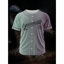 Customizable Youngsters' Baseball Jersey - Personalized Name & Number, Light Purple to White Gradient Design, Breathable Polyester, Perfect for Sports Training, Parties & Casual Wear, Youth Sports Apparel | Outdoor Activity Shirt | Durable Sports Jersey