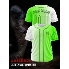 Customizable Youngsters' Baseball Jersey - Personalized Name & Number, Light Purple to White Gradient Design, Breathable Polyester, Perfect for Sports Training, Parties & Casual Wear, Youth Sports Apparel | Outdoor Activity Shirt | Durable Sports Jersey