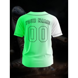 Customizable Youngsters' Baseball Jersey - Personalized Name & Number, Light Purple to White Gradient Design, Breathable Polyester, Perfect for Sports Training, Parties & Casual Wear, Youth Sports Apparel | Outdoor Activity Shirt | Durable Sports Jersey