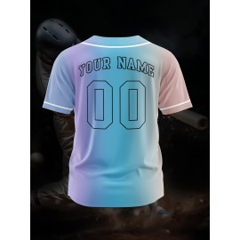 Customizable Youngsters' Baseball Jersey - Personalized Name & Number, Light Purple to White Gradient Design, Breathable Polyester, Perfect for Sports Training, Parties & Casual Wear, Youth Sports Apparel | Outdoor Activity Shirt | Durable Sports Jersey