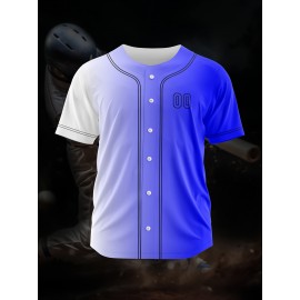 Customizable Youngsters' Baseball Jersey - Personalized Name & Number, Light Purple to White Gradient Design, Breathable Polyester, Perfect for Sports Training, Parties & Casual Wear, Youth Sports Apparel | Outdoor Activity Shirt | Durable Sports Jersey