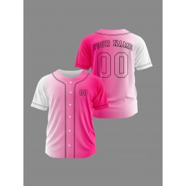 Customizable Youngsters' Baseball Jersey - Personalized Name & Number, Light Purple to White Gradient Design, Breathable Polyester, Perfect for Sports Training, Parties & Casual Wear, Youth Sports Apparel | Outdoor Activity Shirt | Durable Sports Jersey