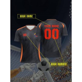 Customizable Youngsters' V-Neck Soccer Jersey - Breathable Polyester, Machine Washable, Perfect for Sports & Casual Wear,, All-Season Comfort Fit with Personalized Name & Number Design