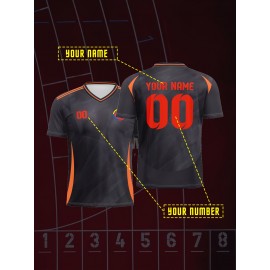 Customizable Youngsters' V-Neck Soccer Jersey - Breathable Polyester, Machine Washable, Perfect for Sports & Casual Wear,, All-Season Comfort Fit with Personalized Name & Number Design