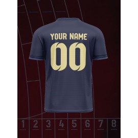 Customizable V-Neck Youngsters's Soccer Shirt - Comfortable Fit, Sports & Casual Outdoor Running Top with Personalized Name and Number