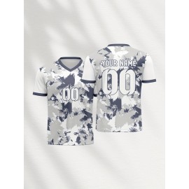 Customizable Kids Soccer Jersey with Name and Number, Polyester V-Neck Tee, Casual to Athletic Fit, for Boys, Girls, and Teens, with All-Season, for Sports, Hiking, Festivals, and Everyday Wear