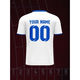 Customizable Kids Soccer Jersey with V-Neck, Polyester Blend, Medium Stretch, All-Over Print, Preppy Sports Casual Street Style, for Boys, Girls, and Youth, for Spring/Summer/Fall, Perfect for Casual, Festive, Athletic, and Party Occasions