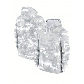 1pc Women'S Arctic Camo Hoodie - Cotton Knit Fabric, Long Sleeve, Hooded, Drawstring, All Over Print, Regular Length, Slight Stretch, Sports Style, Fall/Winter Collection, Casual Party Training Sweatshirt