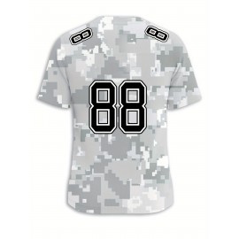 Large Size Women's Arctic Camo Dallas #88 Polyester Football Jersey, Women V-Neck Game Day Sports Shirt With Slight Stretch, Breathable Casual Knit Fabric, Loose Fit Adult, Fans Gift Women, For Casual, Party, And Training Wear