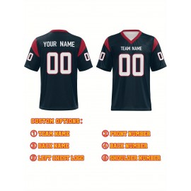 Customizable Football Jersey - Personalized Name & Number, V-Neck Sleeveless Design, Red with Black Trim & Number 00, Breathable Fabric for Outdoor Sports & Casual Wear, Summer Athletic Apparel, Custom Football Jersey, Durable Sportswear