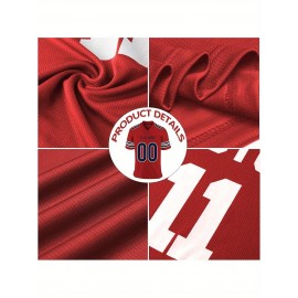 Customizable Football Jersey - Personalized Name & Number, Classic V-Neck Style with Blue & White Stripes, Perfect for Sports, Travel, or Photo Shoots, Sports Fan Apparel | Classic Vneck Style | Durable Fabric, Football Jersey