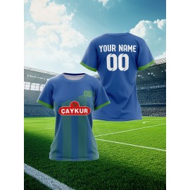 Customizable Plus Size Women'S Soccer Jersey - Personalized Team Name & Number, Breathable Athletic Shirt with 
