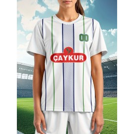 Customizable Plus Size Women'S Soccer Jersey - Personalized Team Name & Number, Breathable Athletic Shirt with 