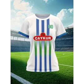 Customizable Plus Size Women'S Soccer Jersey - Personalized Team Name & Number, Breathable Athletic Shirt with 