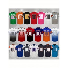 Custom Personalized Football Jerseys with Team Numbers Printed, Tailored Plus-Size Short-Sleeve Shirts, Perfect Gifts for Fans.