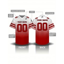 Custom Personalized Football Jerseys with Team Numbers Printed, Tailored Plus-Size Short-Sleeve Shirts, Perfect Gifts for Fans.