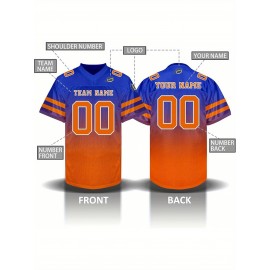 Custom Personalized Football Jerseys with Team Numbers Printed, Tailored Plus-Size Short-Sleeve Shirts, Perfect Gifts for Fans.