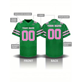 Custom Personalized Football Jerseys with Team Numbers Printed, Tailored Plus-Size Short-Sleeve Shirts, Perfect Gifts for Fans.