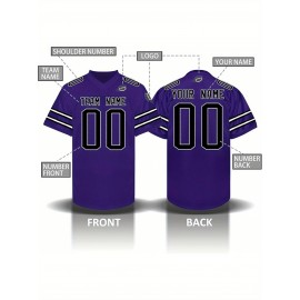 Custom Personalized Football Jerseys with Team Numbers Printed, Tailored Plus-Size Short-Sleeve Shirts, Perfect Gifts for Fans.