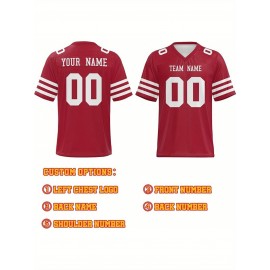 Custom Football Jersey - Personalized Name & Number, Breathable Fabric, V-Neck Design for Team Uniforms & Casual Sports Wear - Brown with White & Orange Accents, Summer Athletic Apparel, Custom Football Jersey, Comfortable Sports Apparel