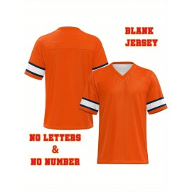 Custom Football Jersey - Personalized Name & Number, Breathable Fabric, V-Neck Design for Team Uniforms & Casual Sports Wear - Brown with White & Orange Accents, Summer Athletic Apparel, Custom Football Jersey, Comfortable Sports Apparel