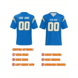 Custom Football Jersey - Personalized Name & Number, Breathable Fabric, V-Neck Design for Team Uniforms & Casual Sports Wear - Brown with White & Orange Accents, Summer Athletic Apparel, Custom Football Jersey, Comfortable Sports Apparel
