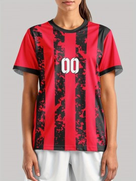 Women's Custom Soccer Jersey Personalized Name & Number - Two-Tone Red/Black Athletic Shirt, Quick-Dry Non-Stretch Fabric for Soccer Training, Games, Gym - Team Uniforms & Custom Orders Welcome, Sports Leisure Wear, Breathable Sportswear