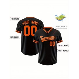 Customizable Plus Size V-Neck Baseball Jacket - Personalized Name & Number Stitched Design, Red/Black Contrast, Comfortable Non-Stretch Fabric, Breathable Summer Sports Shirt for Women, Casual Sportswear | Sporty Vneck Jacket | Durable Sportswear