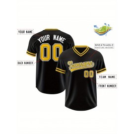 Customizable Plus Size V-Neck Baseball Jacket - Personalized Name & Number Stitched Design, Red/Black Contrast, Comfortable Non-Stretch Fabric, Breathable Summer Sports Shirt for Women, Casual Sportswear | Sporty Vneck Jacket | Durable Sportswear