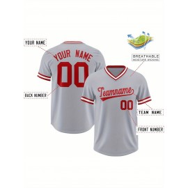 Customizable Plus Size V-Neck Baseball Jacket - Personalized Name & Number Stitched Design, Red/Black Contrast, Comfortable Non-Stretch Fabric, Breathable Summer Sports Shirt for Women, Casual Sportswear | Sporty Vneck Jacket | Durable Sportswear