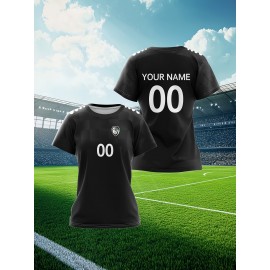 Customizable Women'S Soccer Jersey - Personalized Name & Number, Soft Fabric, Black with White Accents, Perfect for Sports & Team Events, Soccer Accessories