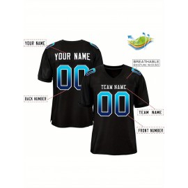 Custom Soccer Jersey - Personalized Team Name & Number, Breathable Mesh Back, V-Neck Design, Short Sleeve Summer Top for Sports & Casual Wear - Perfect Gift for Fans, Soccer Jersey, Fan Merchandise, Sporty Aesthetic, Comfortable Fit