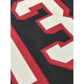 Custom V-Neck American Football Jersey - Personalized Name & Number, Embroidered Large Women'S Football Jersey, Black with Red/White Stripes & 