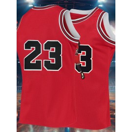 Men'S Red # 23 Basketball Shirt, Casual, Fashionable, Breathable, High Quality Embroidered Street Basketball Hoodie