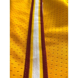 Men's Yellow # 14 Basketball Shorts, Classic Letter Embroidery Design, Breathable Button Style Short Sleeve Shirt, Suitable For Training And Competition