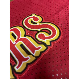 Men's Red # 16 Basketball Shorts, Classic Letter Embroidery Design, Breathable Button Style Short Sleeve Shirt, Suitable For Training And Competition