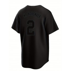 Men's Black #2 NY Baseball Jersey - Classic Letter Design, Breathable Button-Up Short Sleeve Shirt for Training, Games & Casual Wear