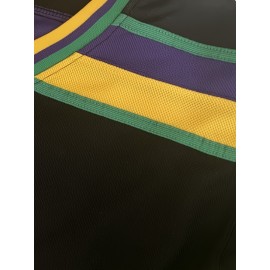 Men's Black #99 Duck Style Ice Hockey Jersey - Embroidered, Breathable Polyester, V-Neck Captain's Sweatshirt with Striped Accents, Casual & Sporty for All Seasons