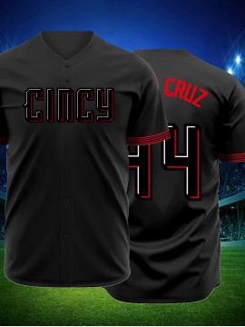 SHELUCKI Men's Black #44 Baseball Jersey - Breathable Button-Up Short Sleeve Shirt with Lettering, Loose Fit 100% Polyester for Training, Games & Casual Wear (Machine Washable)