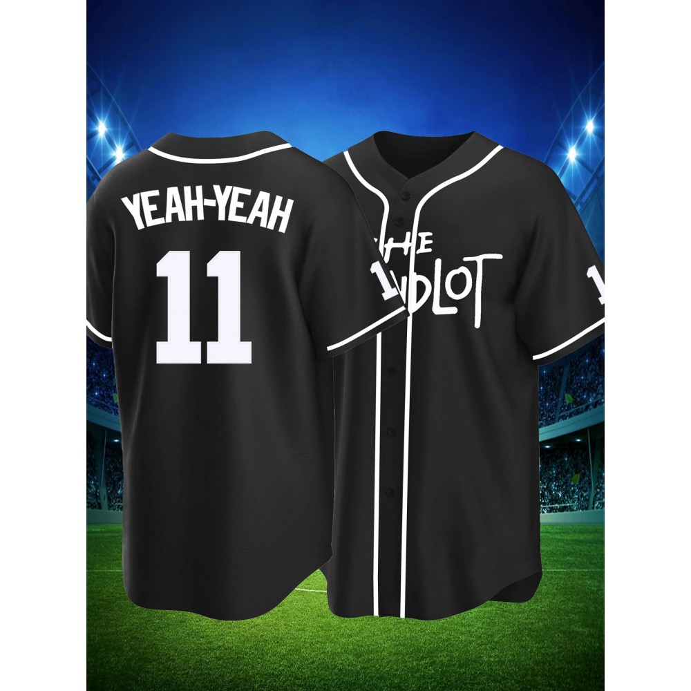 Men's Black #11 Baseball Shirt with 
