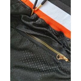 Men's Black Basketball Shorts with Orange & White Striped Accents, 