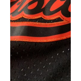 Men's Black Basketball Shorts with Orange & White Striped Accents, 