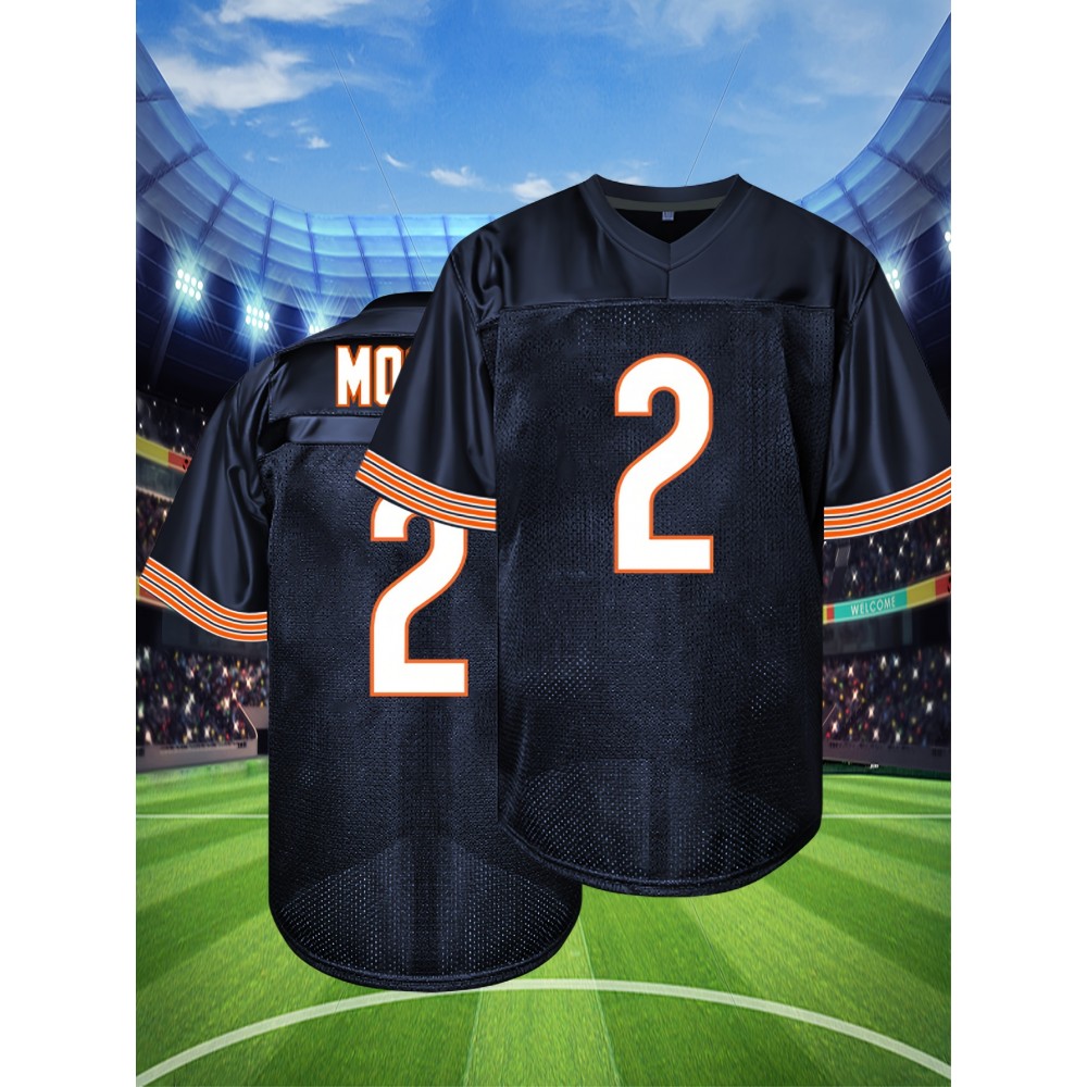 Men's #2 Black American Football Jersey - Breathable, Embroidered Casual Streetwear for Sports & Outdoor Activities