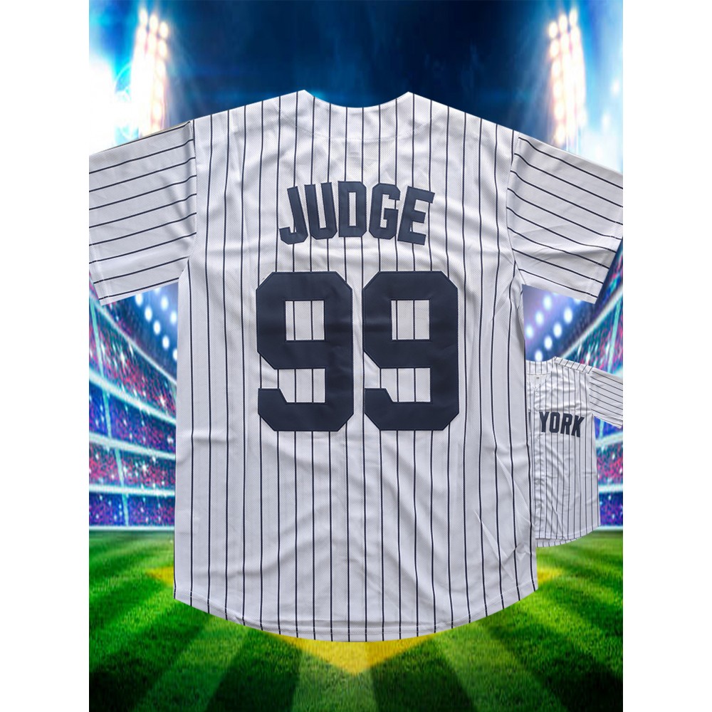 Men'S Black And White Striped # 99 Baseball Shirt, Classic Letter Embroidery Design, Breathable Button Style Short Sleeved Shirt, Suitable for Training And Games